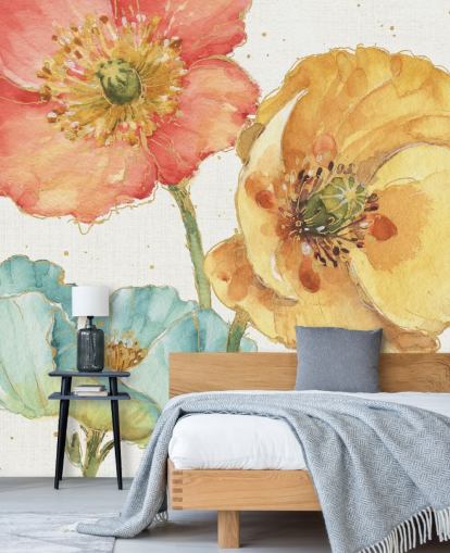 three flowers wall mural