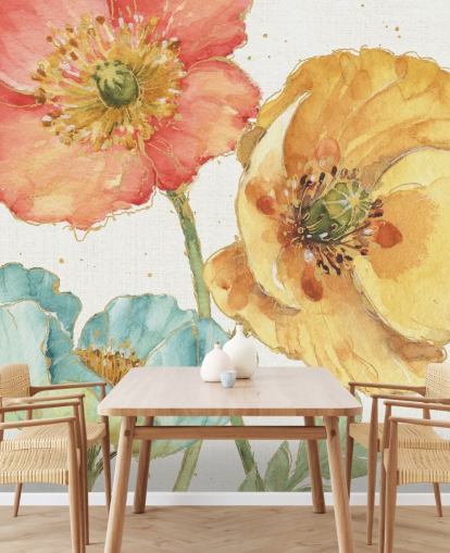 mural de parede de três flores mural de parede de três flores