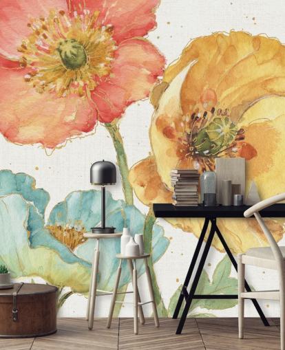 three flowers wall mural