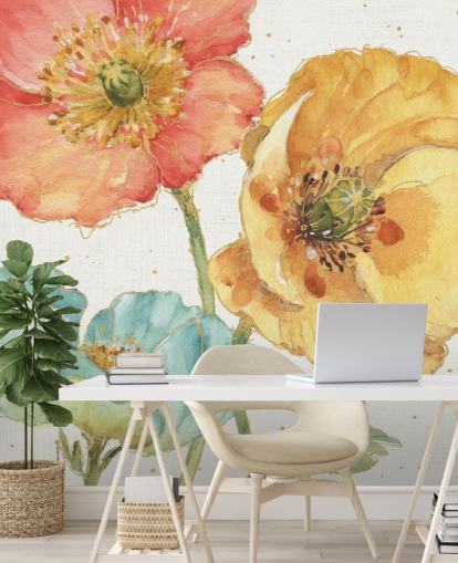 fresque murale à trois fleurs