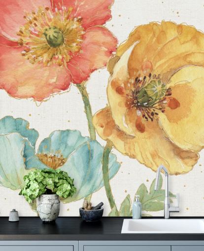 three flowers wall mural