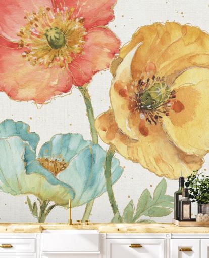 three flowers wall mural