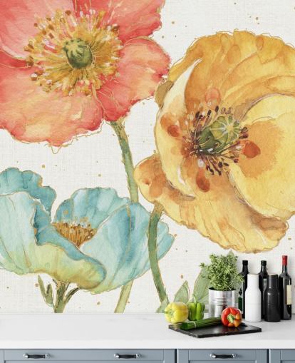 three flowers wall mural