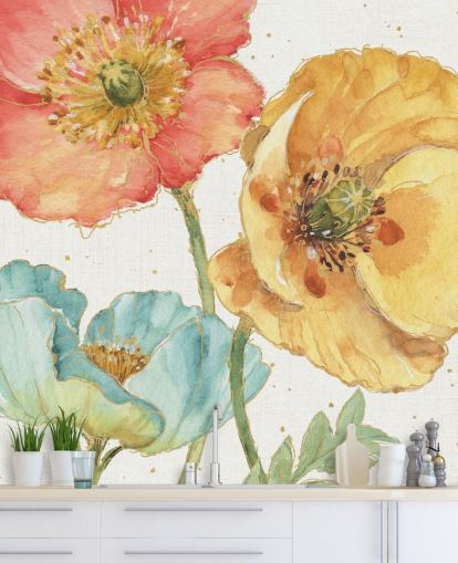 three flowers wall mural