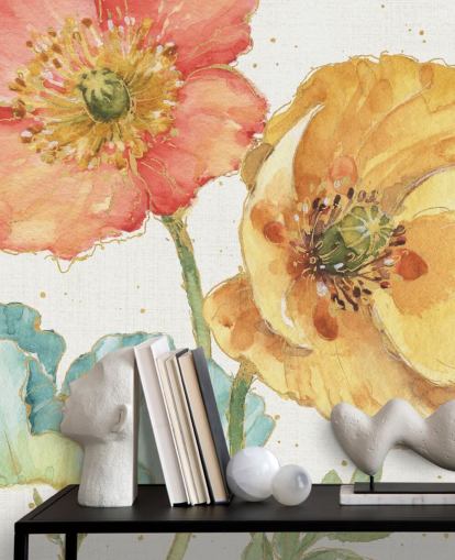 three flowers wall mural