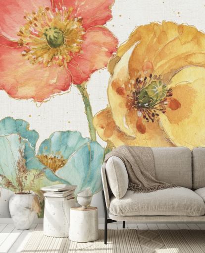 fresque murale à trois fleurs