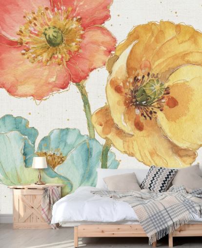 Wandbild mit drei Blumen