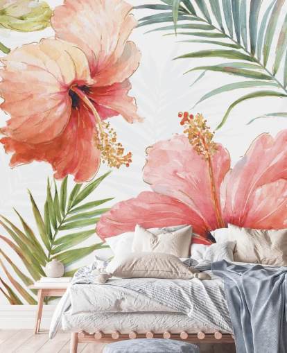 Tropical Red Flower Mural