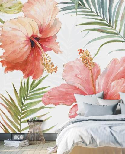 Tropisches rotes Blumen-Wandbild