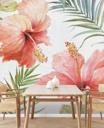 Tropical Red Flower Mural Tropical Red Flower Mural