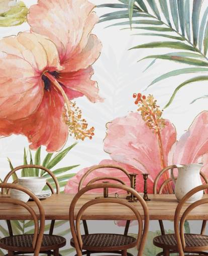 Mural de flores rojas tropicales Mural de flores rojas tropicales