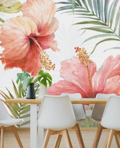 Tropical Red Flower Mural
