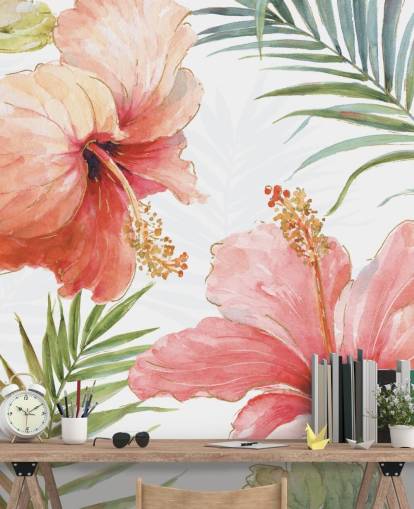 Tropical Red Flower Mural