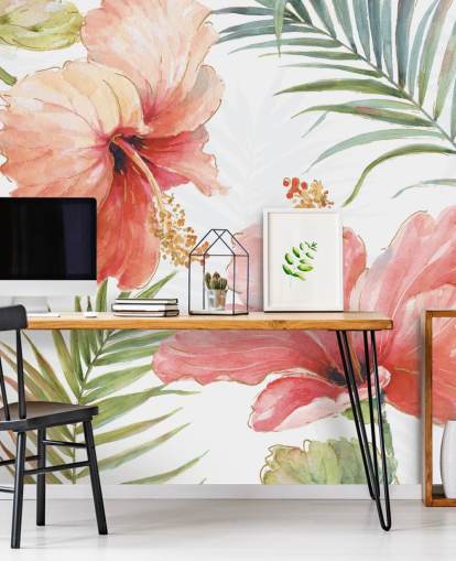 Decorazione murale con fiori rossi tropicali Decorazione murale con fiori rossi tropicali