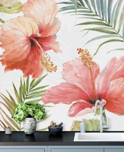 Tropical Red Flower Mural