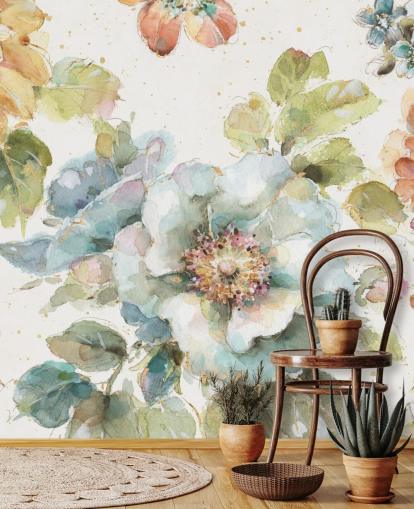 Grande mural floral colorido