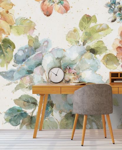 Grande peinture murale florale colorée