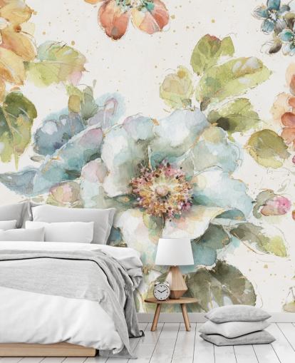 Buntes großes Blumenwandbild