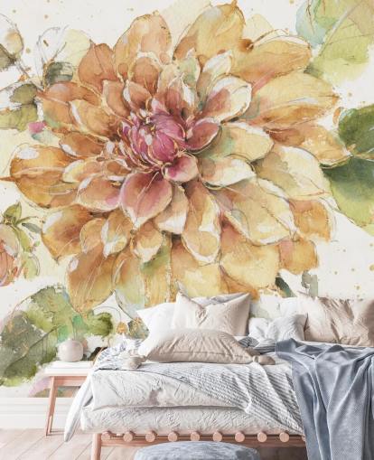 goldenes botanisches Wandbild