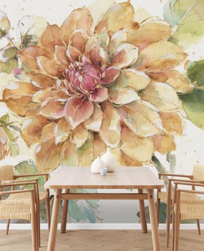 goldenes botanisches Wandbild