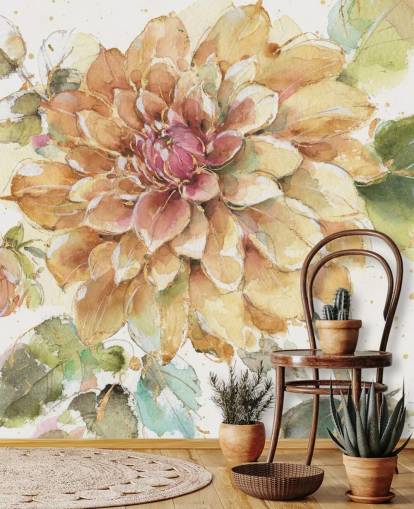 Decorazione murale botanica dorata