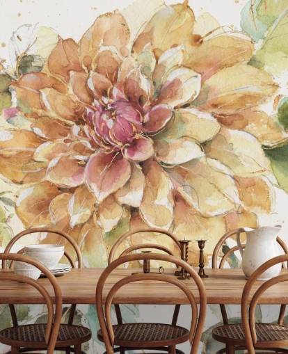 golden Botanical Wall Mural