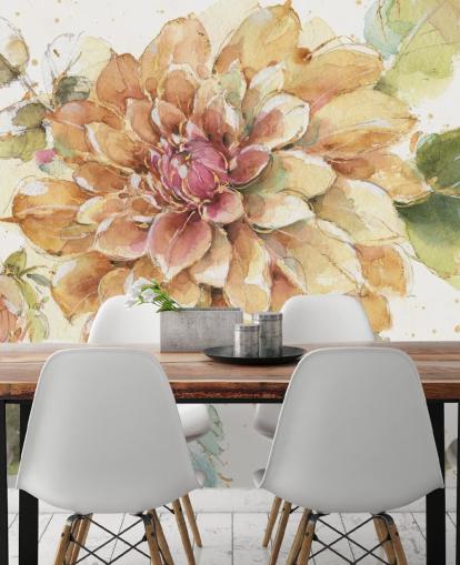 golden Botanical Wall Mural golden Botanical Wall Mural
