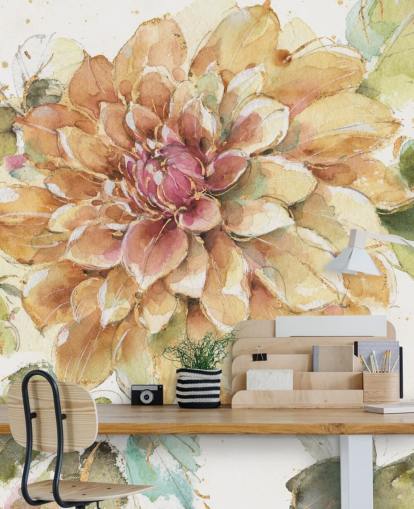 golden Botanical Wall Mural