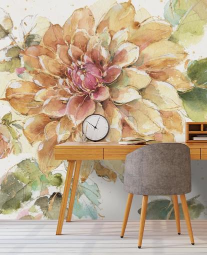 goldenes botanisches Wandbild