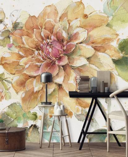 goldenes botanisches Wandbild