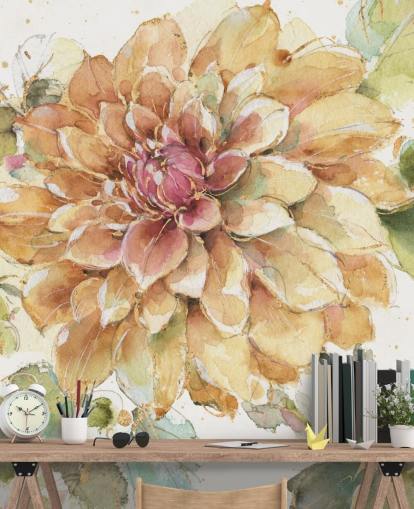 golden Botanical Wall Mural