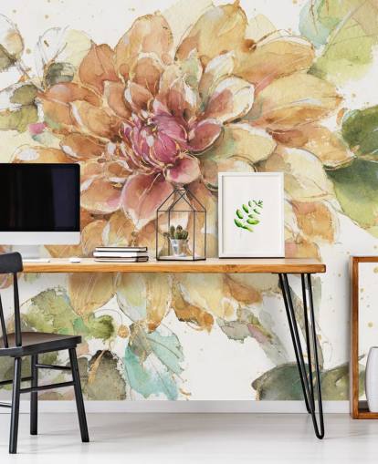 Decorazione murale botanica dorata