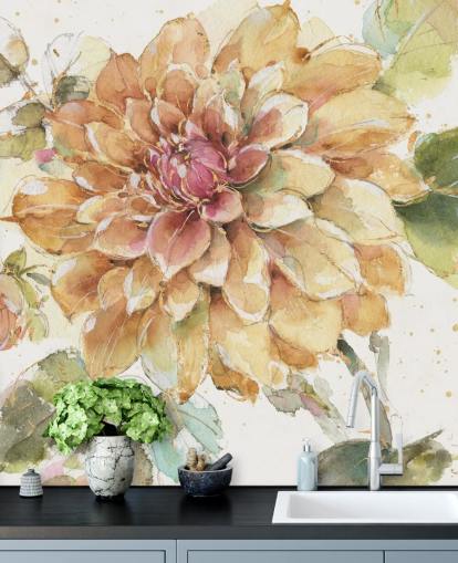 golden Botanical Wall Mural golden Botanical Wall Mural