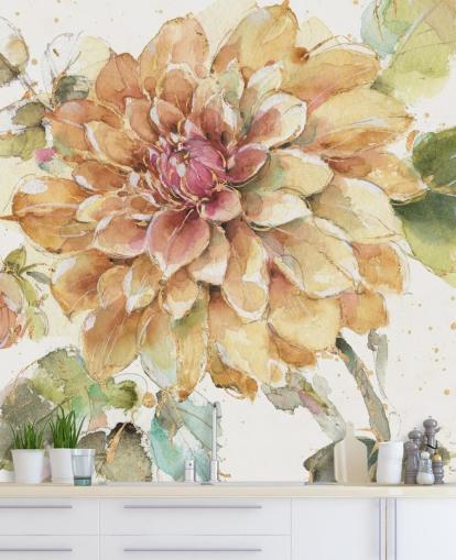 golden Botanical Wall Mural