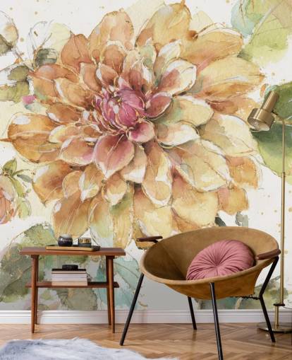 golden Botanical Wall Mural