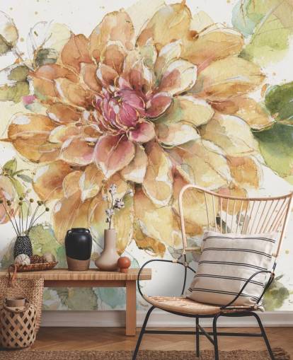 golden Botanical Wall Mural