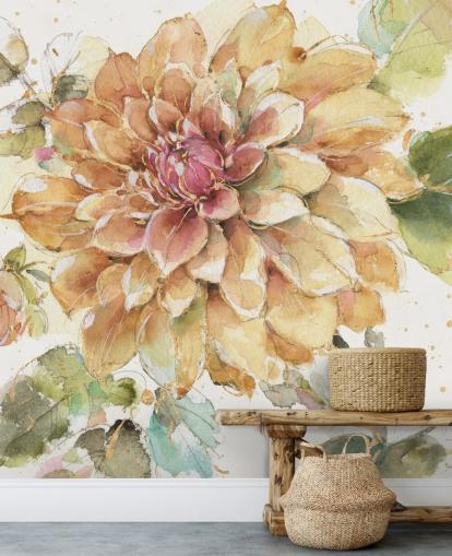 Decorazione murale botanica dorata