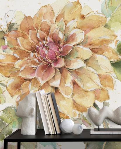 goldenes botanisches Wandbild