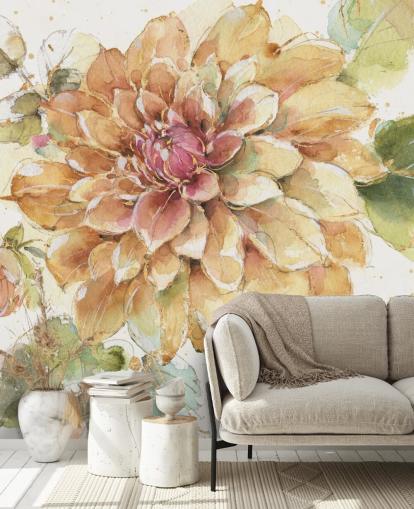 golden Botanical Wall Mural golden Botanical Wall Mural