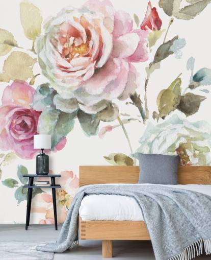 colorful botanical wall mural