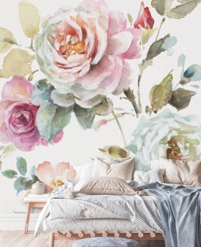 colourful botanical wall mural