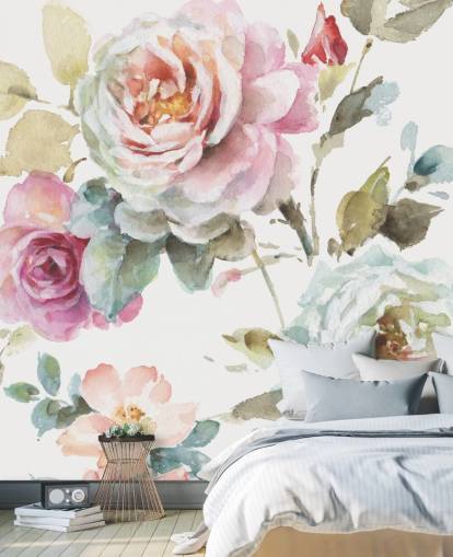 farbenfrohes botanisches Wandbild