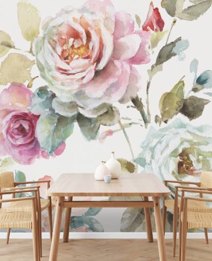 colourful botanical wall mural