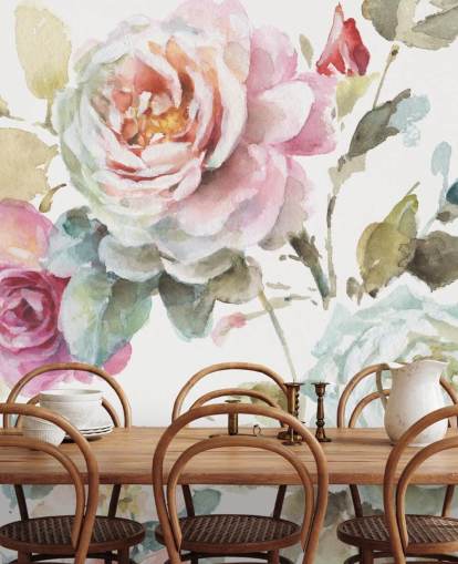 colorful botanical wall mural