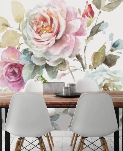 farbenfrohes botanisches Wandbild