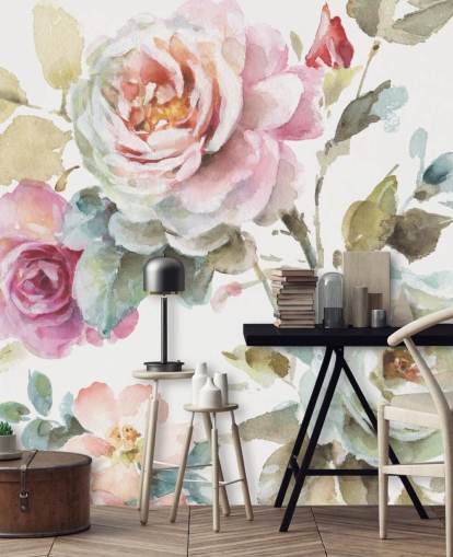 colorful botanical wall mural