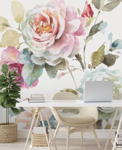 colorful botanical wall mural