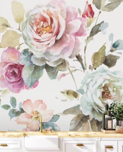 colourful botanical wall mural