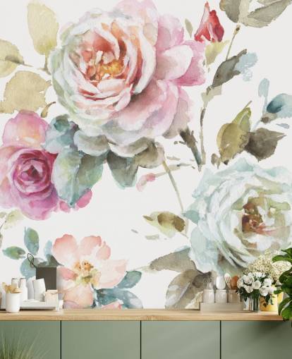 colourful botanical wall mural