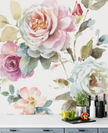 colourful botanical wall mural